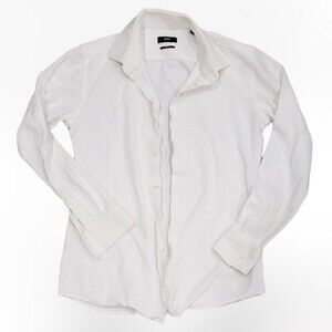 Boss Hugo Boss White Waffle Knit Slim Casual Button Down 40